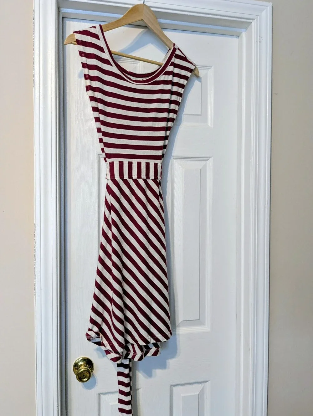 Synergy Modcloth Organic Cotton Red & White Striped Dress